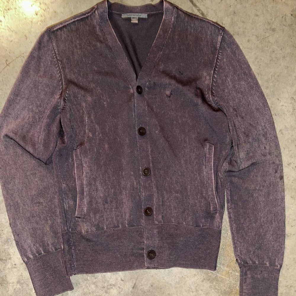 John Varvatos Deep Purple Knit Cardigan